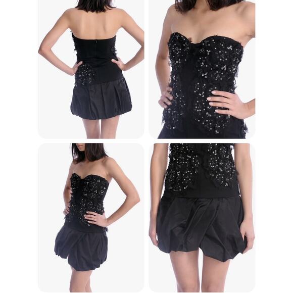 Camilla and Marc Olive Size 4 Runway Frock Lace Applique Bustier Black Dress New - Picture 2 of 11